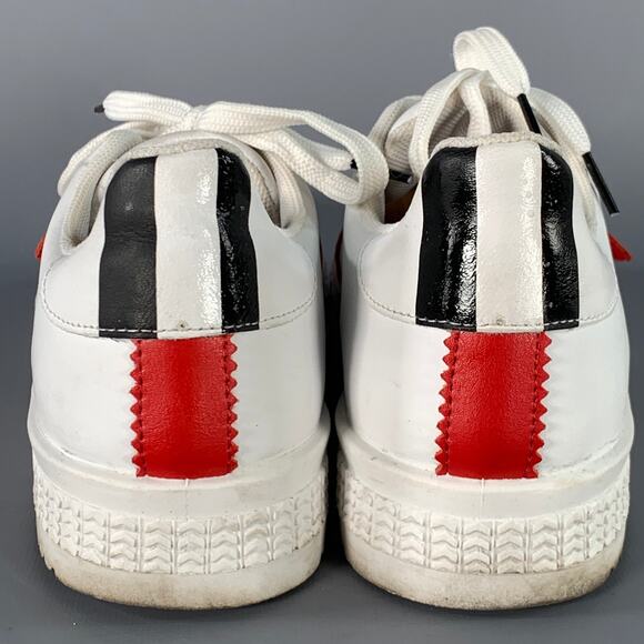 GCDS Size 9 White Red Black Leather Logo Low Top Platform Sneakers - Picture 3 of 14